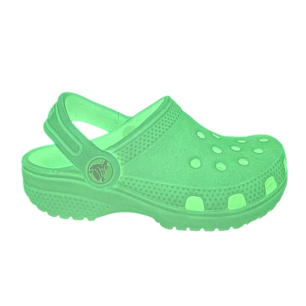 Crocs Toddler Girls Boys Slip-on Clogs Size 9 White Glow Green in the Dark